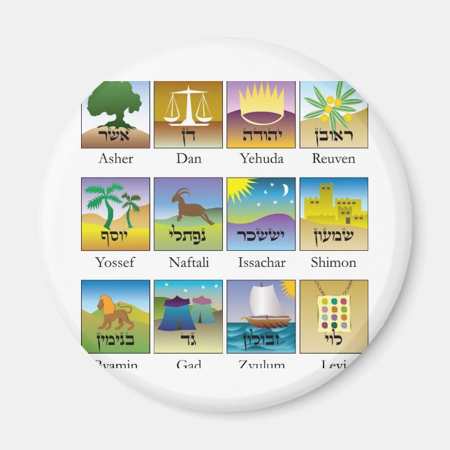 Twelve Tribes of Israel Seals Magnet (Front)