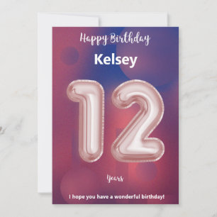 Twelve year old Happy Birthday card
