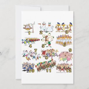 twelves days christmas song cartoon holiday card