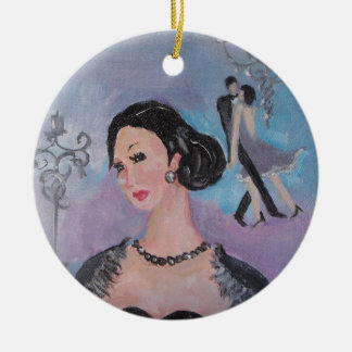 Twenties Dance round pendant by Marie Theron Ceramic Ornament