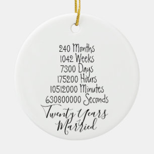 Twentieth Anniversary 20th wedding year married Ceramic Ornament