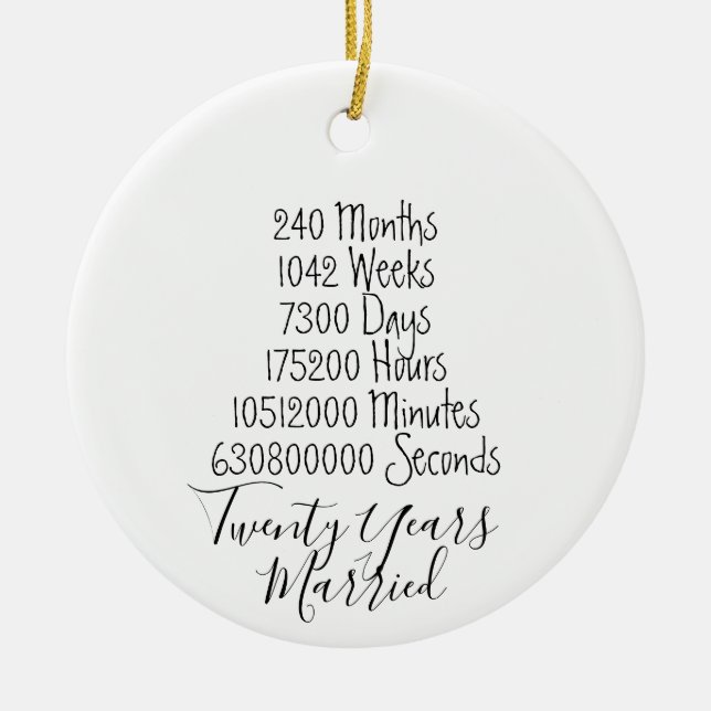 Twentieth Anniversary 20th wedding year married Ceramic Ornament (Front)