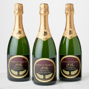 Twentieth Wedding Anniversary Gold Medal Sparkling Wine Label