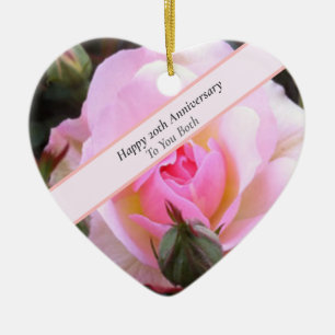 Twentieth Wedding Anniversary Perfect English Rose Ceramic Ornament