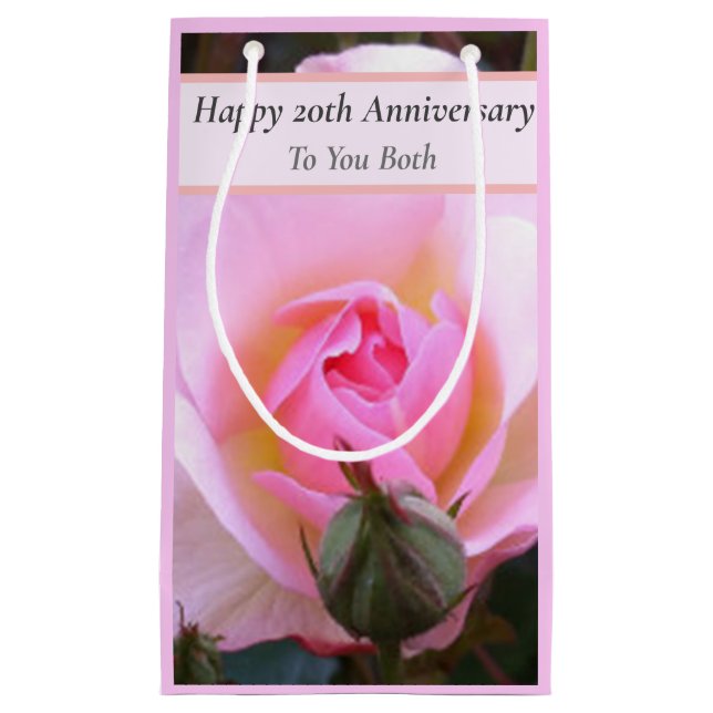 Twentieth Wedding Anniversary Perfect English Rose Small Gift Bag (Front)