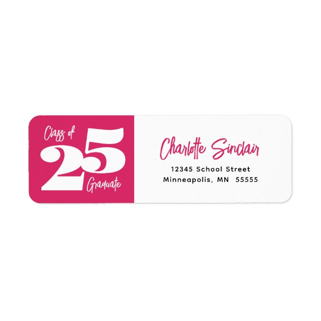 Twenty 24 Graduate Pink Return Address Label (Front)