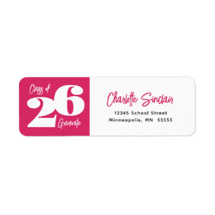 Twenty 26 Graduate Pink Return Address Label