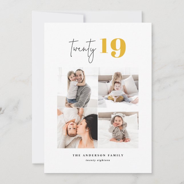 TWENTY bold graphic multi photo new year Holiday Card (Front)