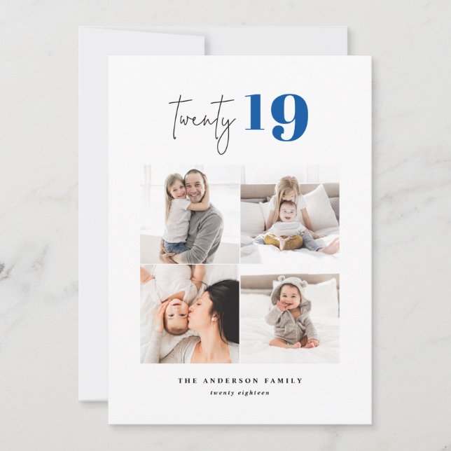 TWENTY bold graphic multi photo new year Holiday Card (Front)