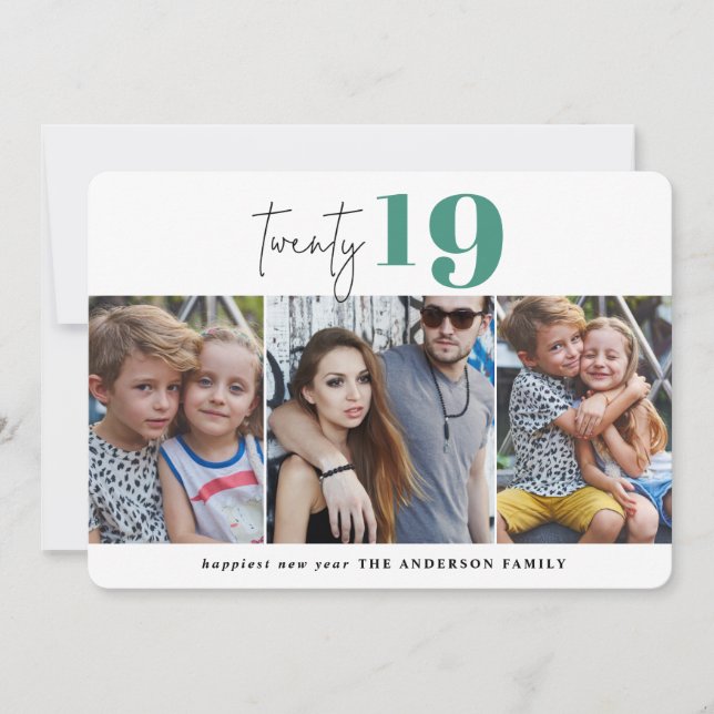 TWENTY bold graphic multi photo new year Holiday Card (Front)