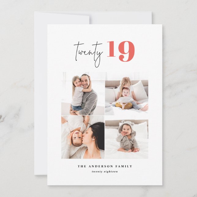 TWENTY bold graphic multi photo new year Holiday Card (Front)