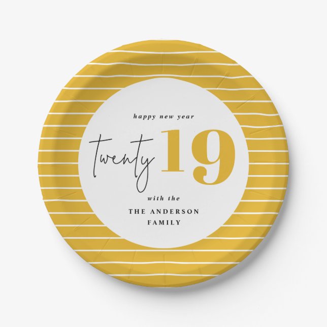 TWENTY bold graphic new year party Paper Plate (Front)