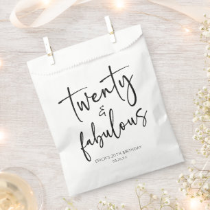 Twenty & Fabulous Minimalist 20th Birthday Party Favour Bag