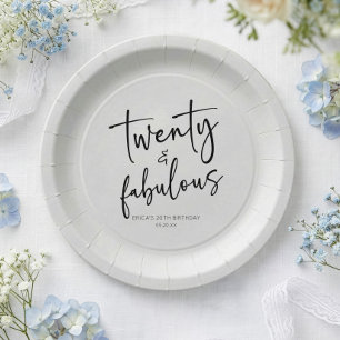 Twenty & Fabulous Minimalist 20th Birthday Party Paper Plate