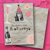 Twenty First 21st Birthday Custom Photo Girly