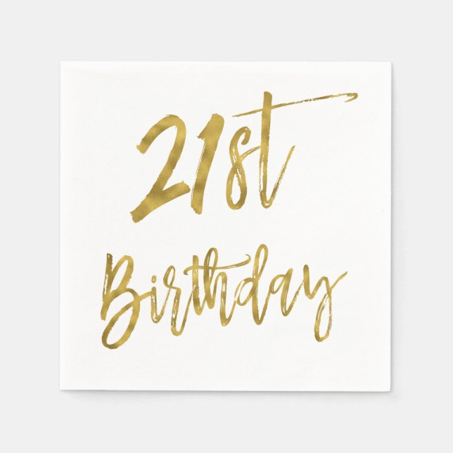 Twenty First Gold Foil Birthday Napkins (Front)