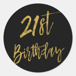 Twenty First Gold Foil Birthday Sticker
