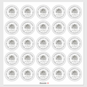 Twenty-Five 2.5" Clear Honey Mason Lid Skep Labels