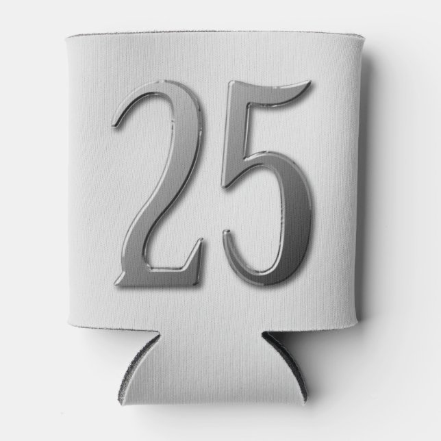 Twenty Five Embossed Number 25 Custom Text Can Cooler (Front)
