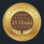 Twenty Five Years Anniversary Gold Medal Magnet<br><div class="desc">Twenty five years anniversary celebration gold award with a laurel wreath.</div>
