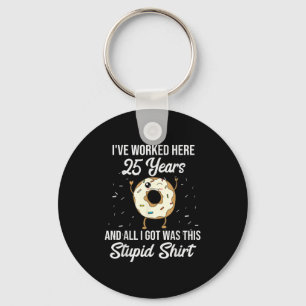 Twenty Five Years Of Employment Donut 25 Year Work Keychain