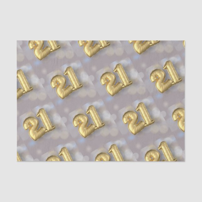 Twenty One 21 Gold Balloons Tissue Paper (Front)