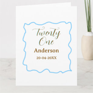 twenty one birthday blue golden spanish border nam card