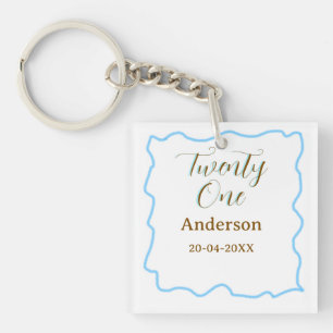 twenty one birthday blue golden spanish border nam keychain