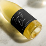 Twenty one. Black modern script 21st Birthday<br><div class="desc">Black modern script "Twenty one" Sparkling Wine Label for 21st Birthday party.</div>