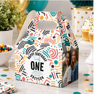 Twenty one Colourful Geometric 21st Birthday Favor Box
