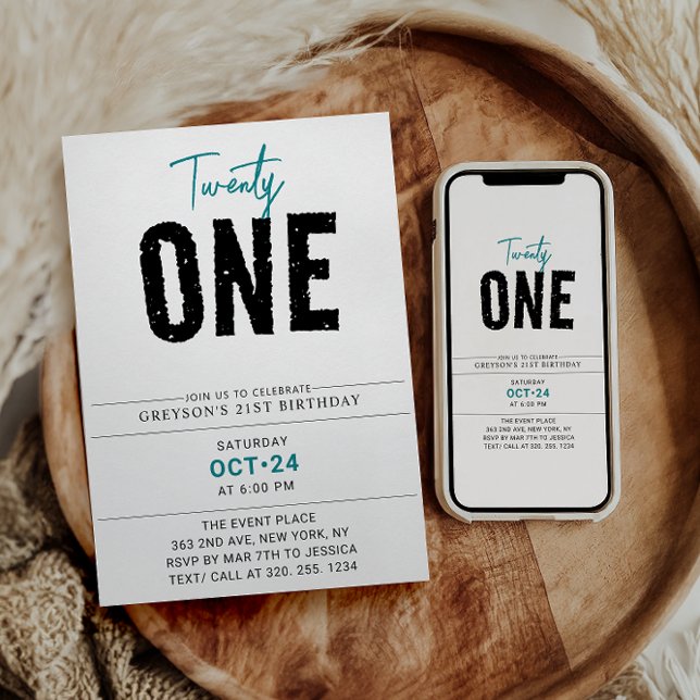 Twenty one | Colourful Geometric 21st Birthday  Invitation (Creator Uploaded)