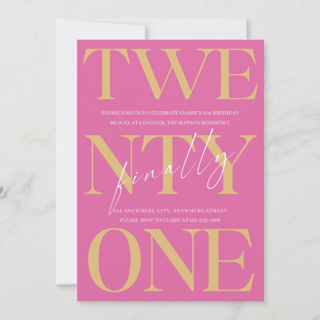 Twenty One Finally Birthday Party Invitation (Front)