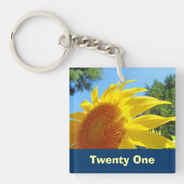 Twenty One Keychains Yellow Summer Sunflower (Front)