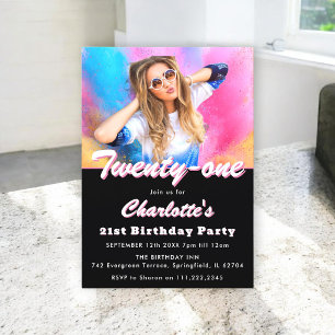 Twenty-One Photo Birthday Party Invitation