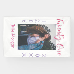 twenty one photo birthday pink purple girl boy nam banner