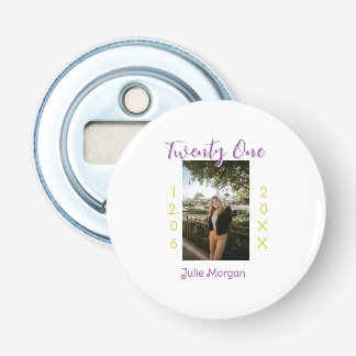 twenty one photo birthday pink purple girl boy nam bottle opener
