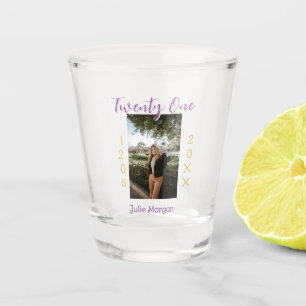 twenty one photo birthday pink purple girl boy nam shot glass