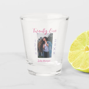 twenty one photo birthday pink purple girl boy nam shot glass