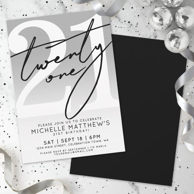 Twenty One Simple Script 21st Birthday Invitation (Twenty One Simple Script 21st Birthday Invitation)