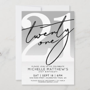 Twenty One Simple Script 21st Birthday Invitation