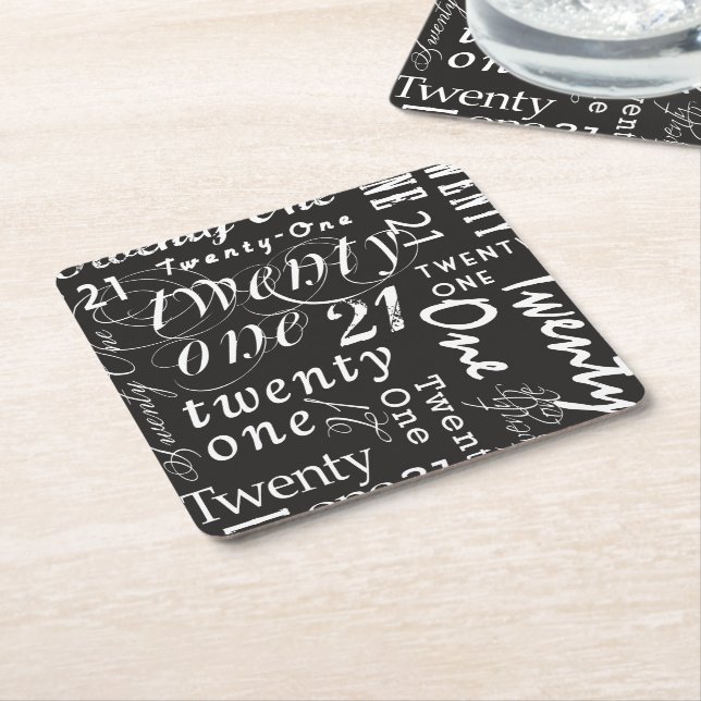 Twenty One Square Paper Coaster (Angled)