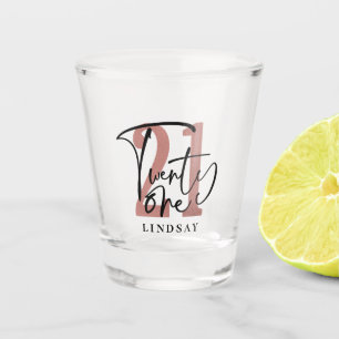 Twenty One Typography Birthday Shot Glass