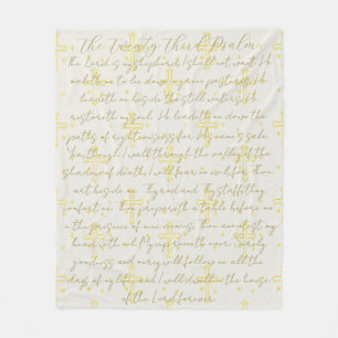 Twenty Third Psalm Calligraphy   Fleece Blanket