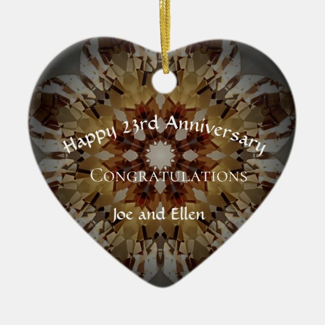 Twenty Third Wedding Anniversary, Topaz, Keepsake Ceramic Ornament (Front)