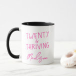 TWENTY & THRIVING 20th Birthday Funny Personalized Mug<br><div class="desc">Celebrate her fabulous twenties with this bold and fun TWENTY & THRIVING mug in vibrant pink – perfect for coffee, tea, or her favourite hot beverage. This personalized 20th birthday gift features a modern, playful design and her name for a unique and thoughtful custom touch. Ideal for best friends, daughters,...</div>