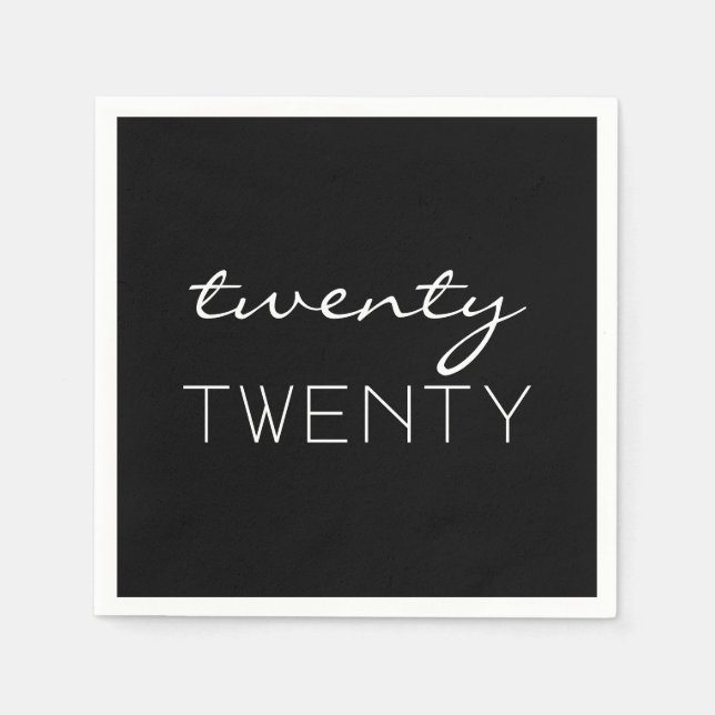 Twenty Twenty Elegant Typography Black and White Napkin (Front)