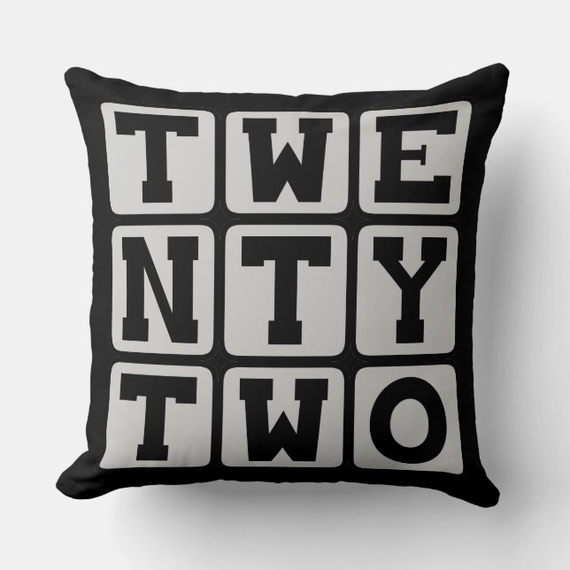 Twenty Two, Number 22 Throw Pillow (Front)