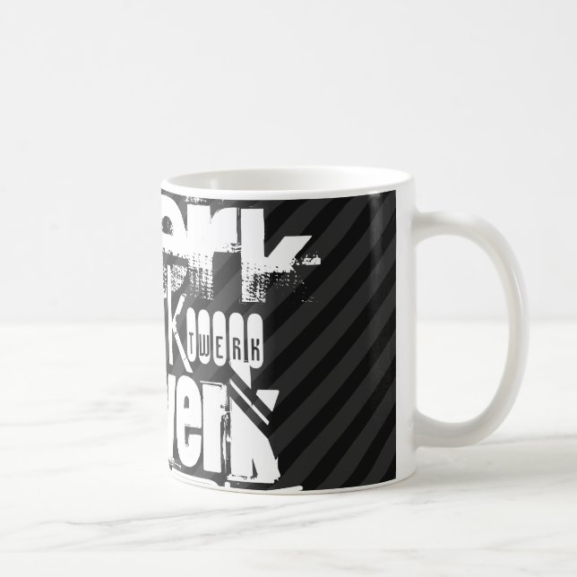 Twerk; Black & Dark Grey Stripes Coffee Mug (Right)