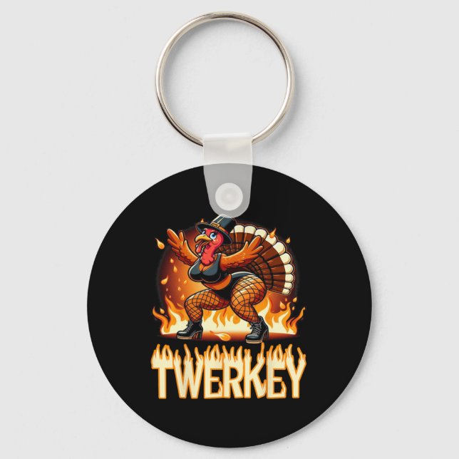 Twerkey Squad Twerking Funny Dancing Turkey Thanks Keychain (Front)