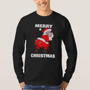 Twerking Santa Claus In Face Mask Merry Christmas T-Shirt